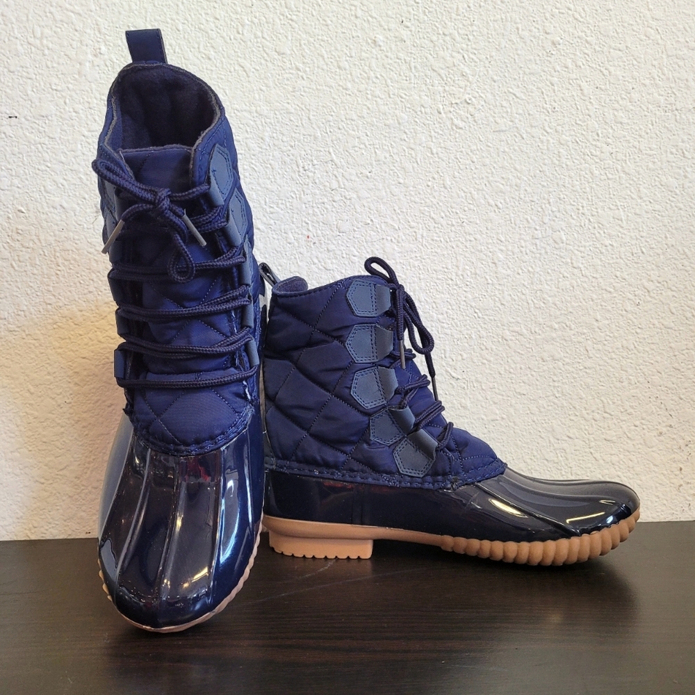 Yoki Blue Quilted Duck Boots